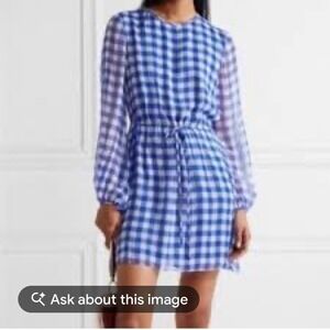 Diane von Furstenberg Blue 100 percent Silk chiffon Dress Long Sleeve Size 8 NWT